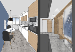 Заказать  онлайн личный Блиц-дизайн-проект интерьеров дома в г. Конотоп  . Кухня/Прихожая, 7,5/5,2 м2.