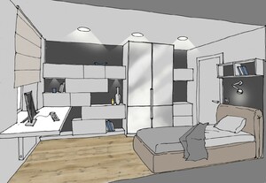 Заказать  онлайн личный Блиц-дизайн-проект интерьеров дома в г. Конотоп  . Спальня-кабинет 10,2 м2.